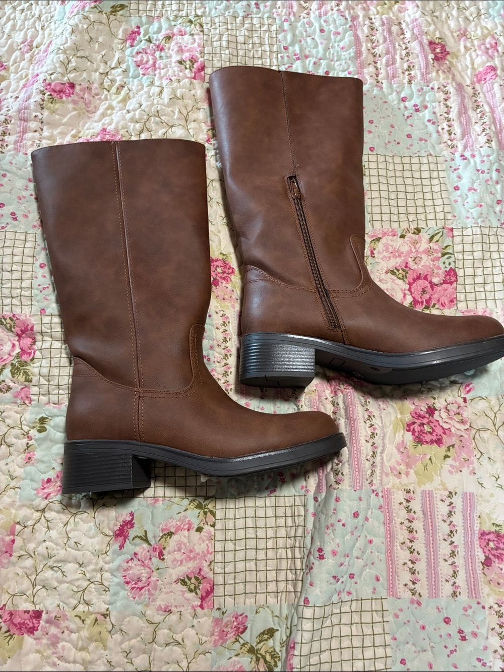 Brown Women's Mid-Calf Zipper Boots